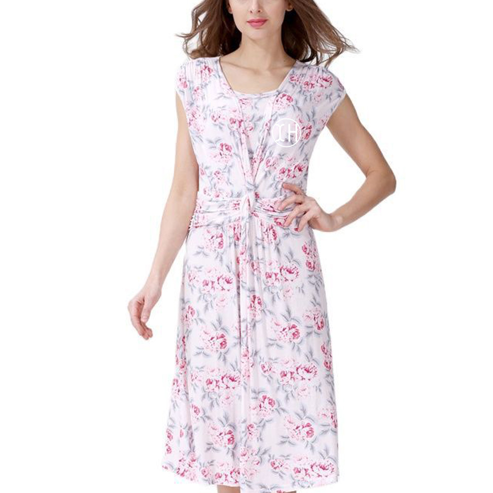 MAnufactured Summer Maternity Dress Printing Short Sleeve Pregnancy Apparel Breastfeeding Long Dress Lactation Clothes for Women