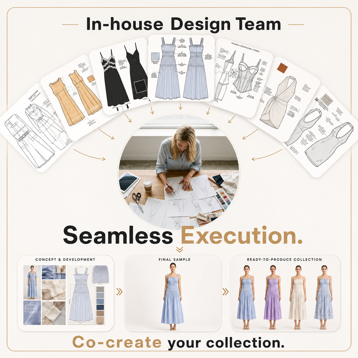 Custom Women's Dresses Design Service Designer Brands Small Batch OEM ODM Luxury Ladies Blend Clothing Apparel Manufacturer