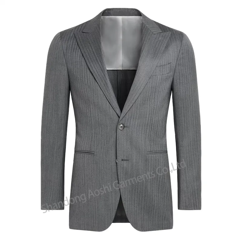 Tailored Men's Hip Lapel Collar Striped Fabric Suit Half Lining Business Casual Apparel
