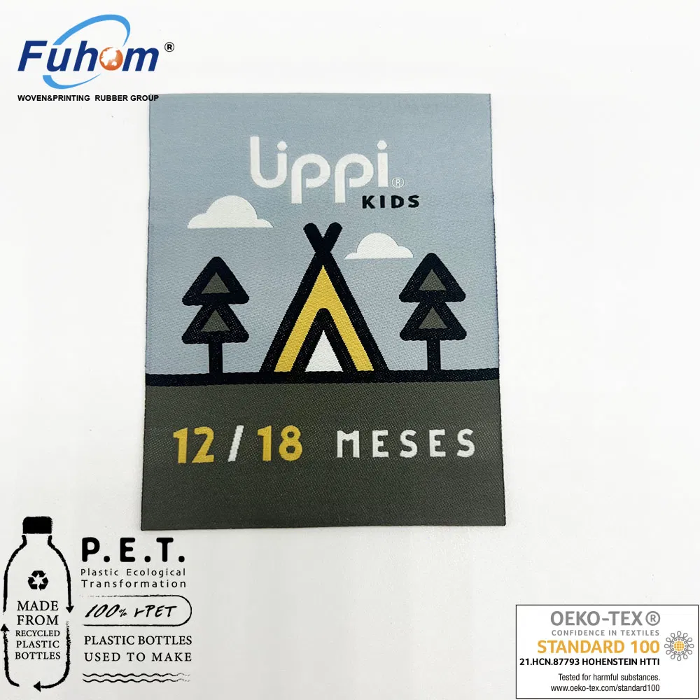 RPET Sustainable Woven Labels for Environmental-Friendly Brands Apparel