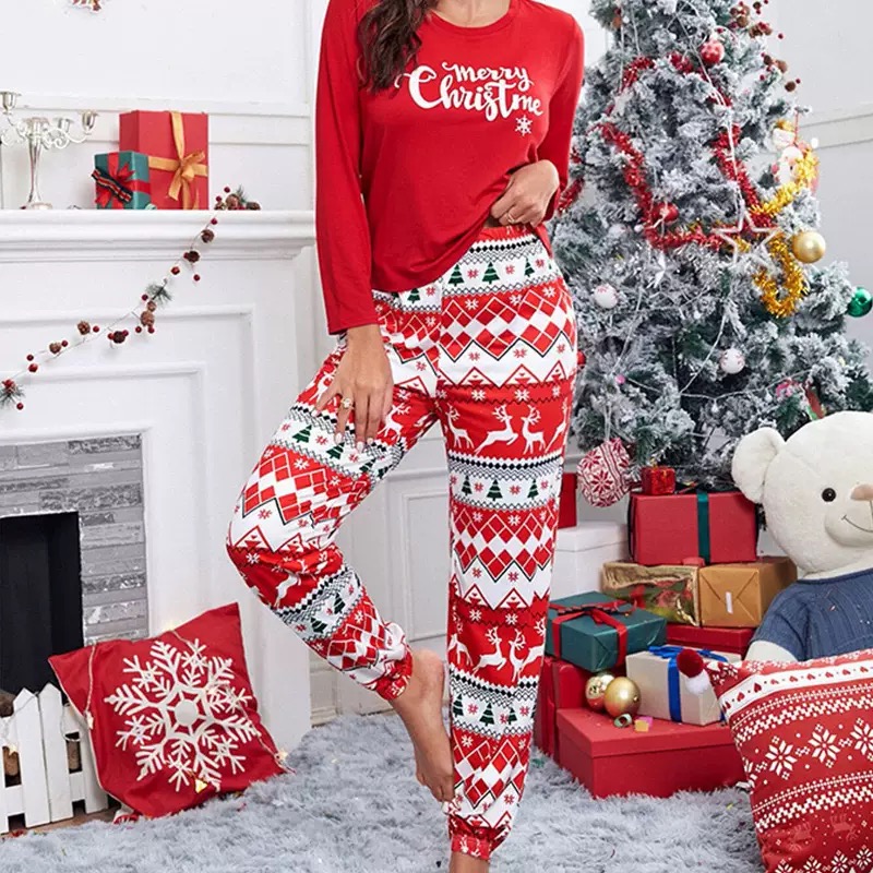 Wholesale Ladies Xmas Loungewear-Long Sleeve Holiday PJs for Women