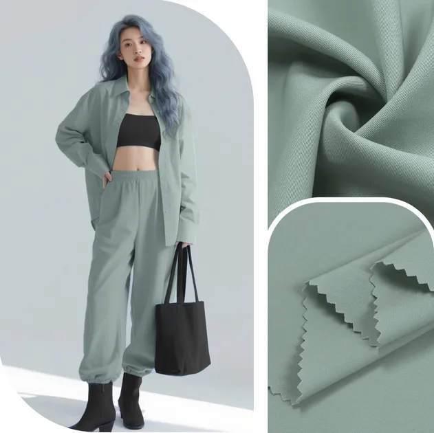 Eco-Luxe Recycled Crepe Fabric 4-Way Stretch Soft Handfeel for Pants Skirts Shirts Sustainable Apparel