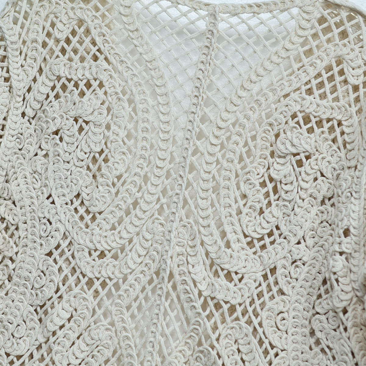 Women Beige Lace Crochet Lightweight Hollow Out Openwork Detail 2
