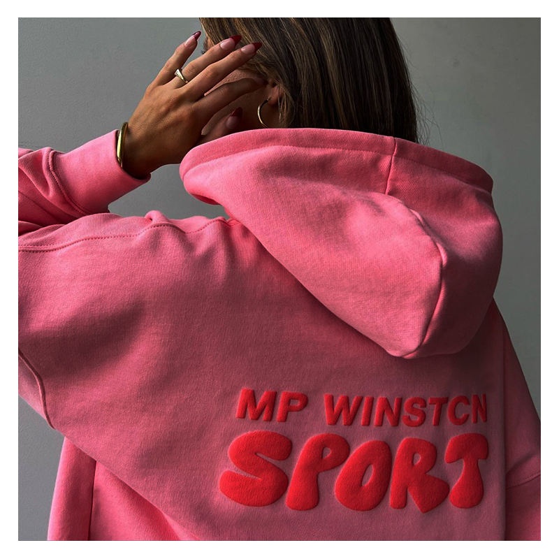 Custom 3D Logo High Quality Embossed Unisex Hoodie Oem Womens Cotton Oversize Heat Transfer Puff Printing Women Hoodies