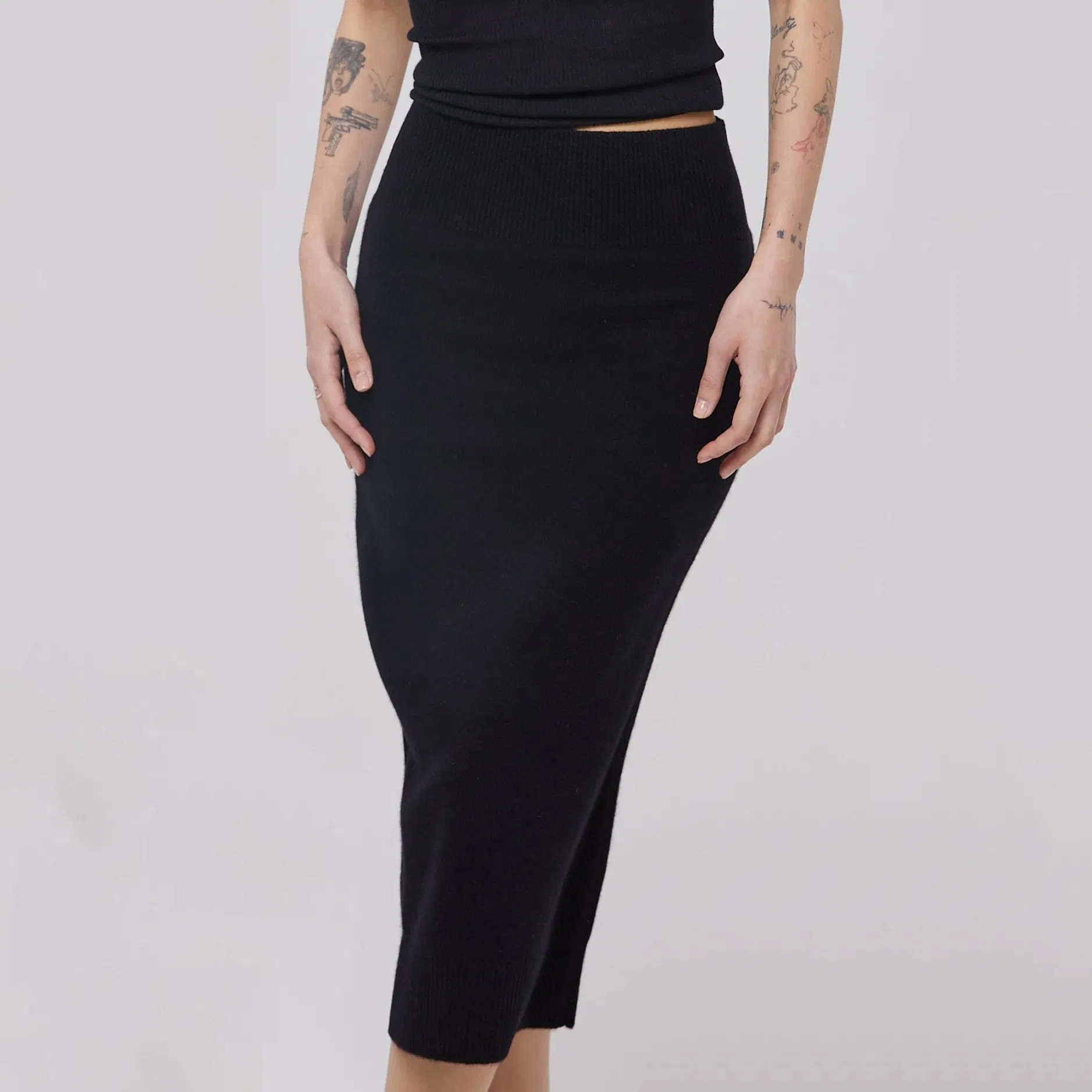 Most Popular Autumn/Winter Collection 100% Pure Sustainable Cashmere Knitting MIDI Skirt Apparel