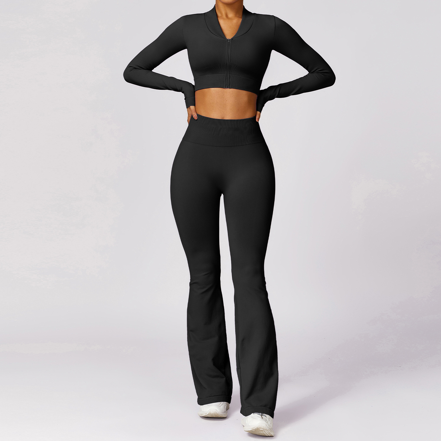 Wholesale 2pcs Seamless Women's Gym Sets Active Solid Pattern Workout Sportswear Breathable Yoga Wear for Fitness Gym