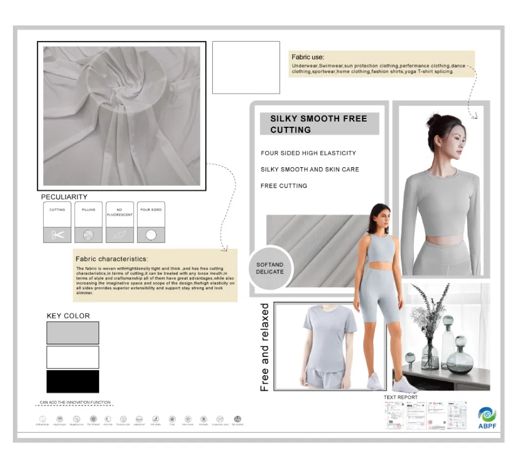 Sustainable Eco-Friendly 200GSM Quick-Drying Stretch Sportswear Fabric 68%Nylon 32% Spandex Yogawear Apparel Fabric