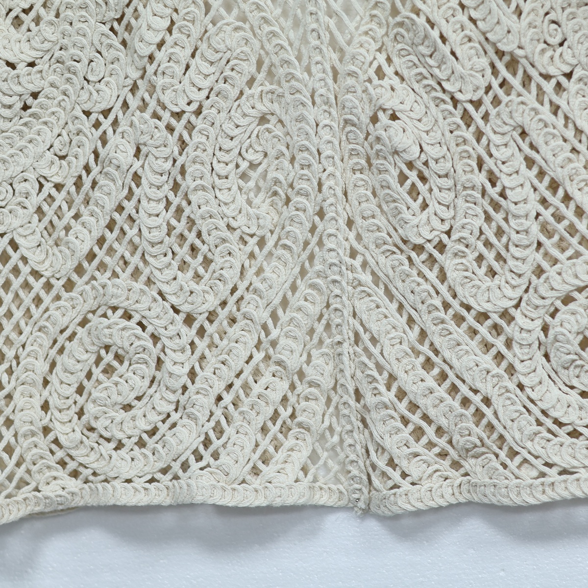 Women Beige Lace Crochet Lightweight Hollow Out Openwork Detail 3