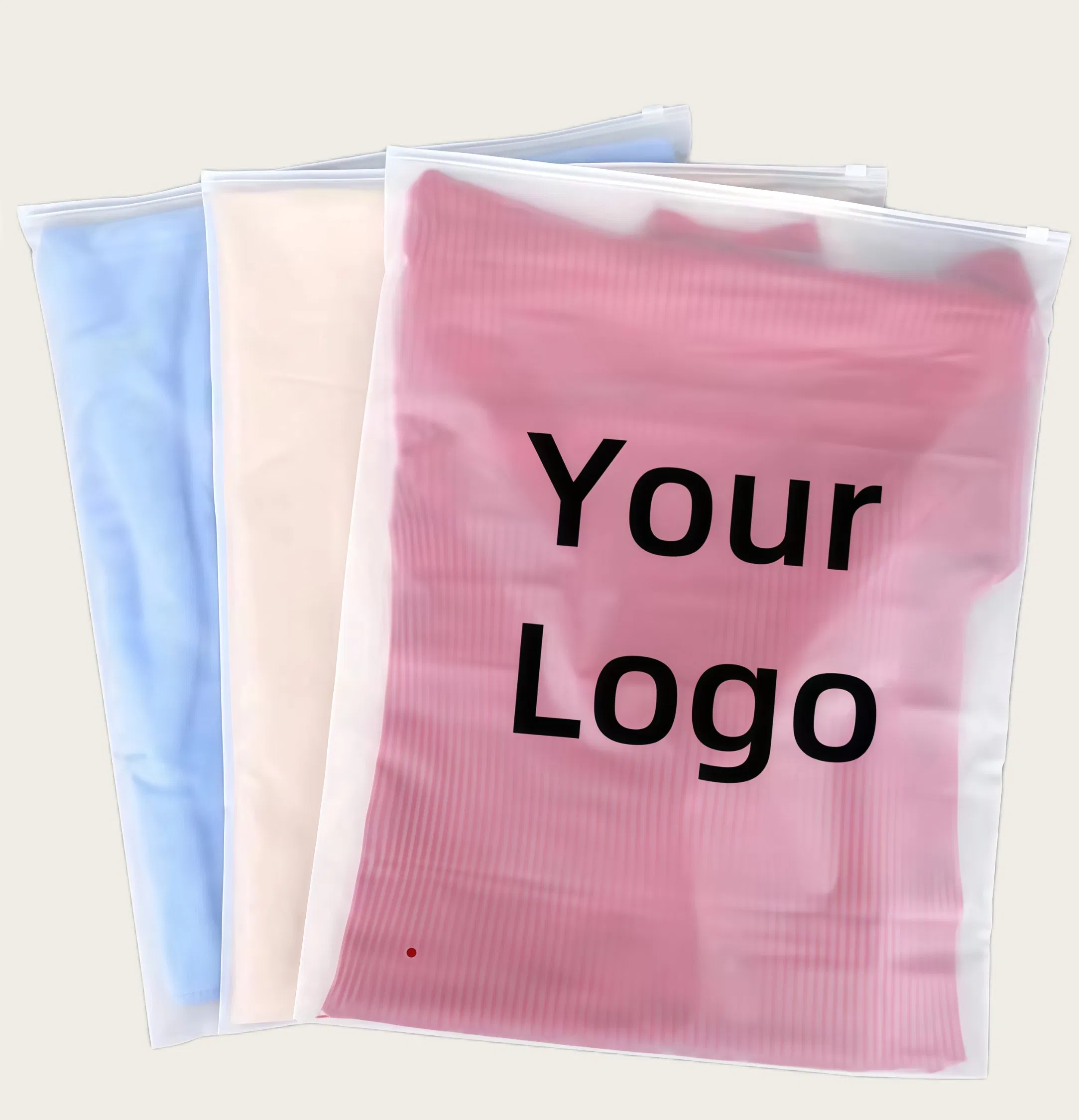 Recyclable Matte Frosted CPE Plastic Clothing Packaging Bag Sustainable Zipper Clothing Bags Custom Logo for Apparel Packing