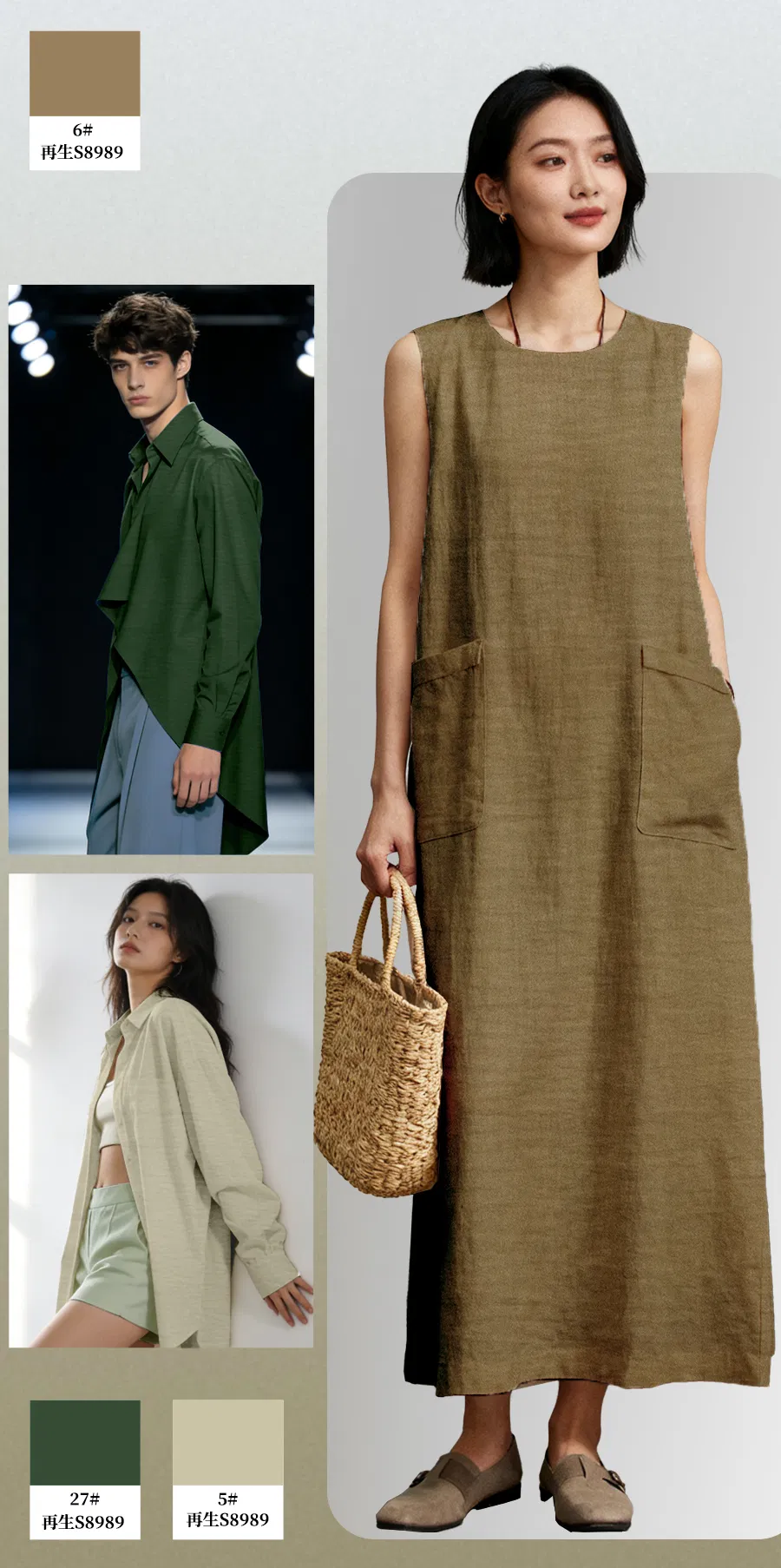Eco-Luxe Recycled Crepe Fabric 4-Way Stretch Soft Handfeel for Pants Skirts Shirts Sustainable Apparel