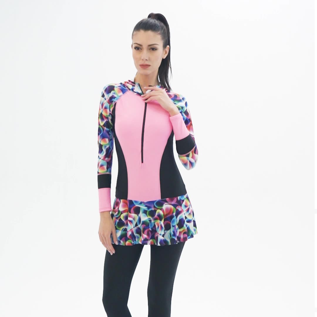 Modest Lady Swimwear Full Covered Islamic Custom Long Sleeve and Long Pant Muslim Swimwear for Bikinis Hijab Feminine