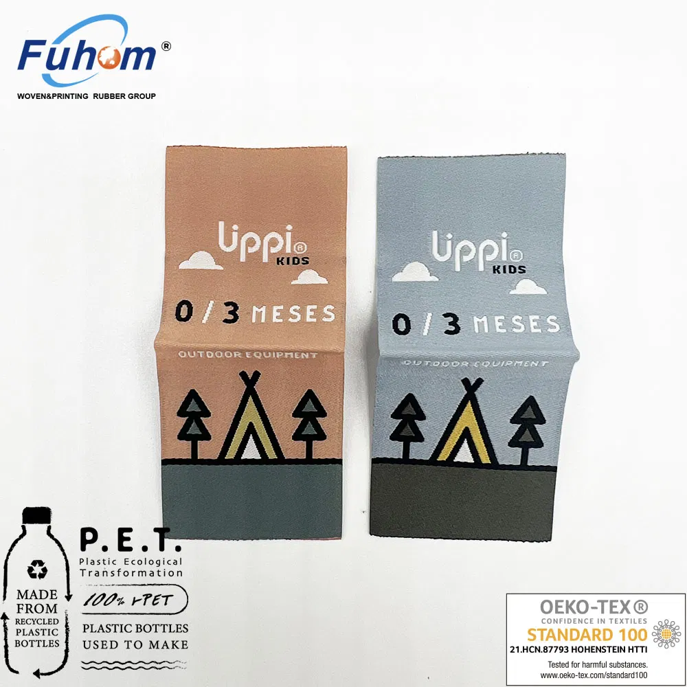 RPET Sustainable Woven Labels for Environmental-Friendly Brands Apparel
