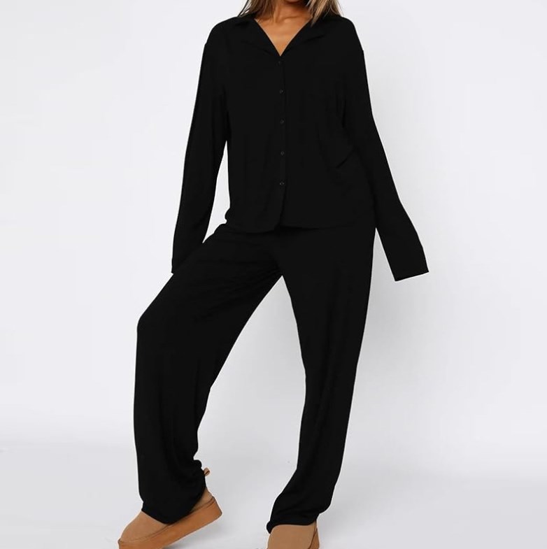 Women's Custom Soft Lounge Pajamas Set Solid Pattern Spring/Summer/Autumn Casual Sleepwear Two-Piece Clothing