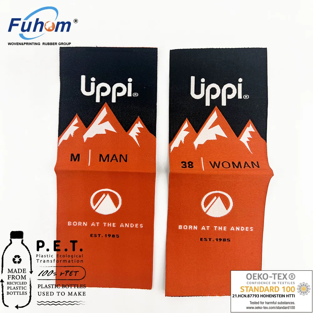 RPET Sustainable Woven Labels for Environmental-Friendly Brands Apparel