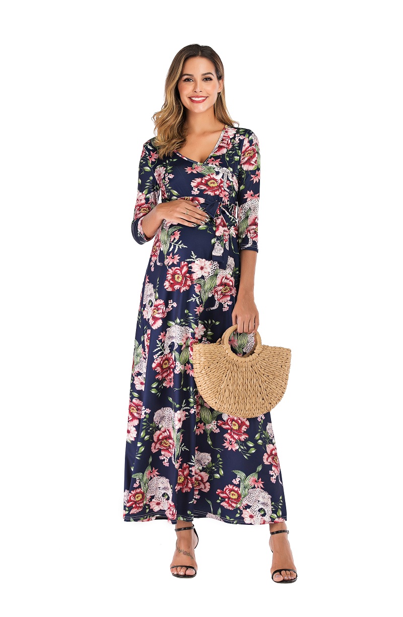 Womens Customized Printed Maternity Nursing Shirtdress Maternity Clothing