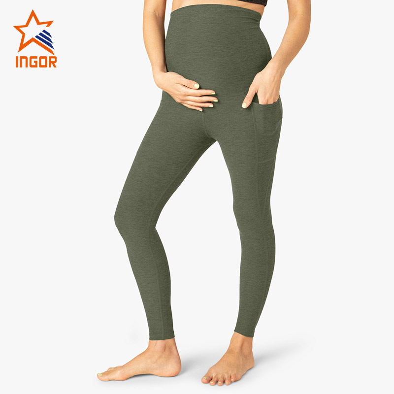Soft Touch Maternity Leggings Side Pocket Yoga Pants Custom Logo Pregnant Fitness Leggings Maternity Clothing Workout Apparel