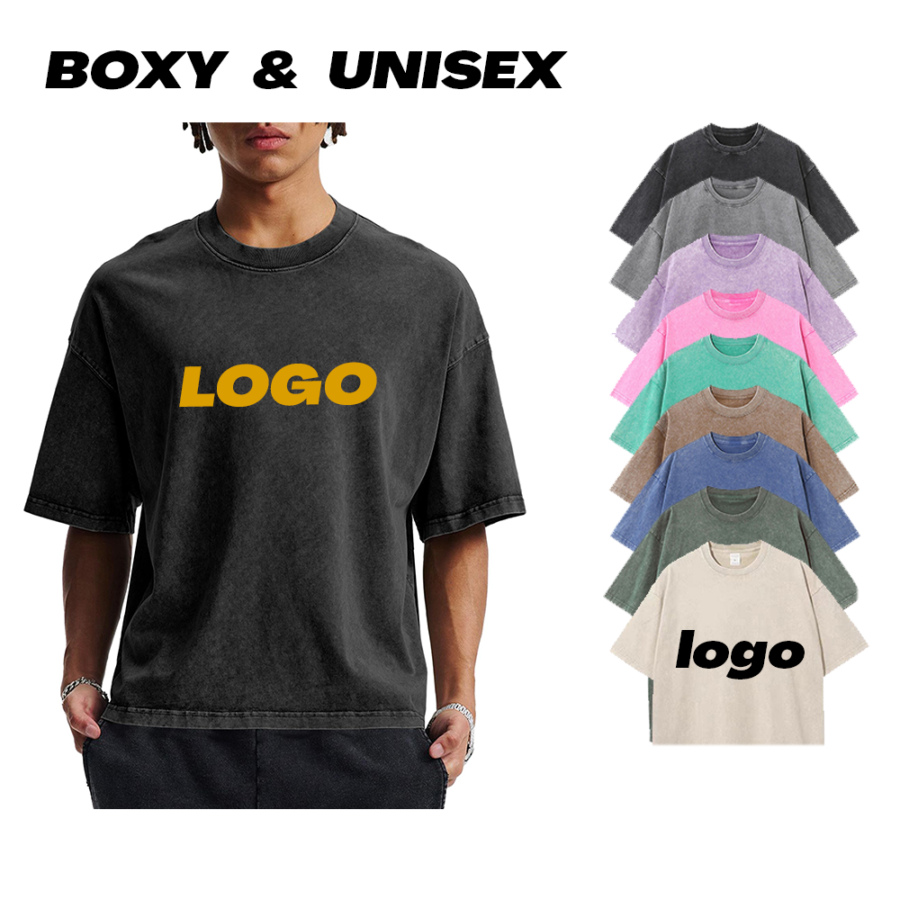 Wholesale Blank Plus Size Boxy Fit Mens T-Shirts Vintage Acid Wash Short Sleeve Crew Neck Casual Workout Streetwear Tops