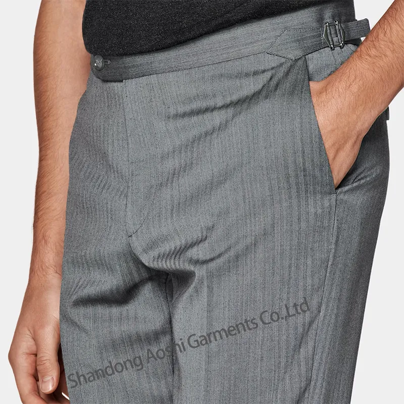 Tailored Men's Hip Lapel Collar Striped Fabric Suit Half Lining Business Casual Apparel
