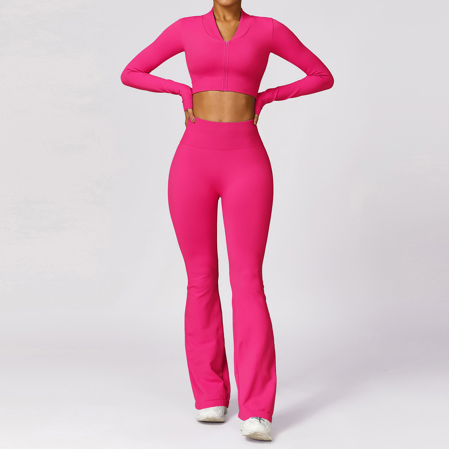 Wholesale 2pcs Seamless Women's Gym Sets Active Solid Pattern Workout Sportswear Breathable Yoga Wear for Fitness Gym