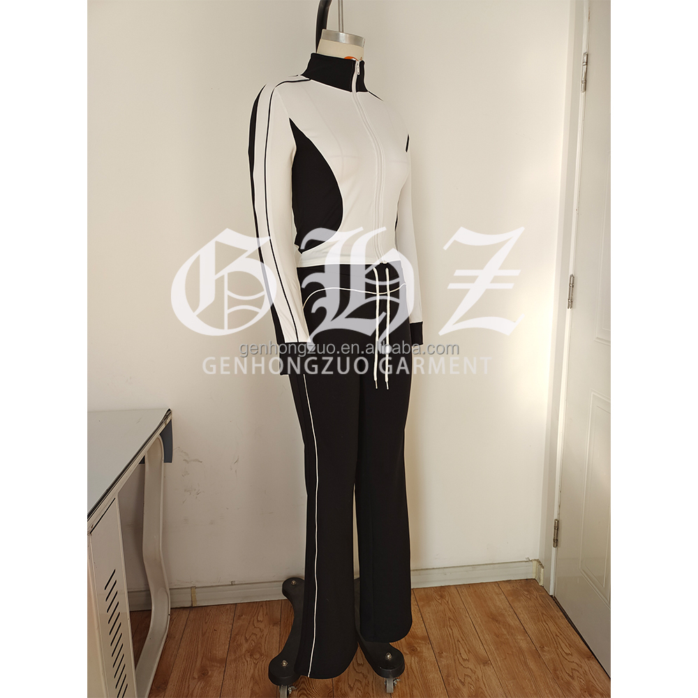 Luxury Designer Clothes for Women Sets 2026 Spring Custom Color Block Jacket Pants Tall Girl Friendly Women 2 Piece Lounge Sets