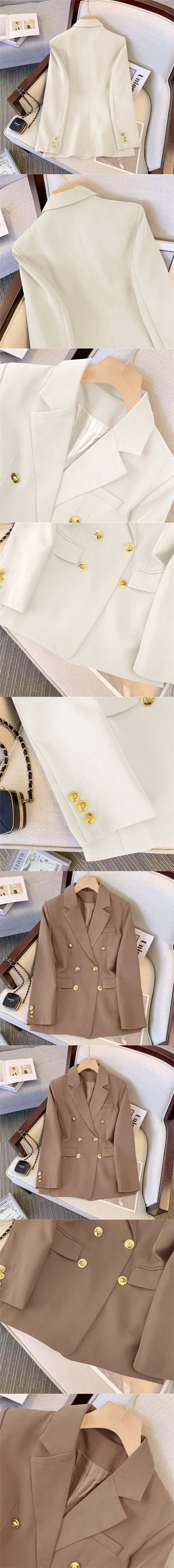 Office Lady Business Trendsetter Breasted Trim Suit Tops Detail 2
