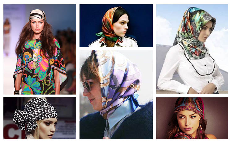 Latest Floral Printed Muslim Hijab for Women Made From Durable Polyester and Satin Material 90x90cm 4 Color Ways