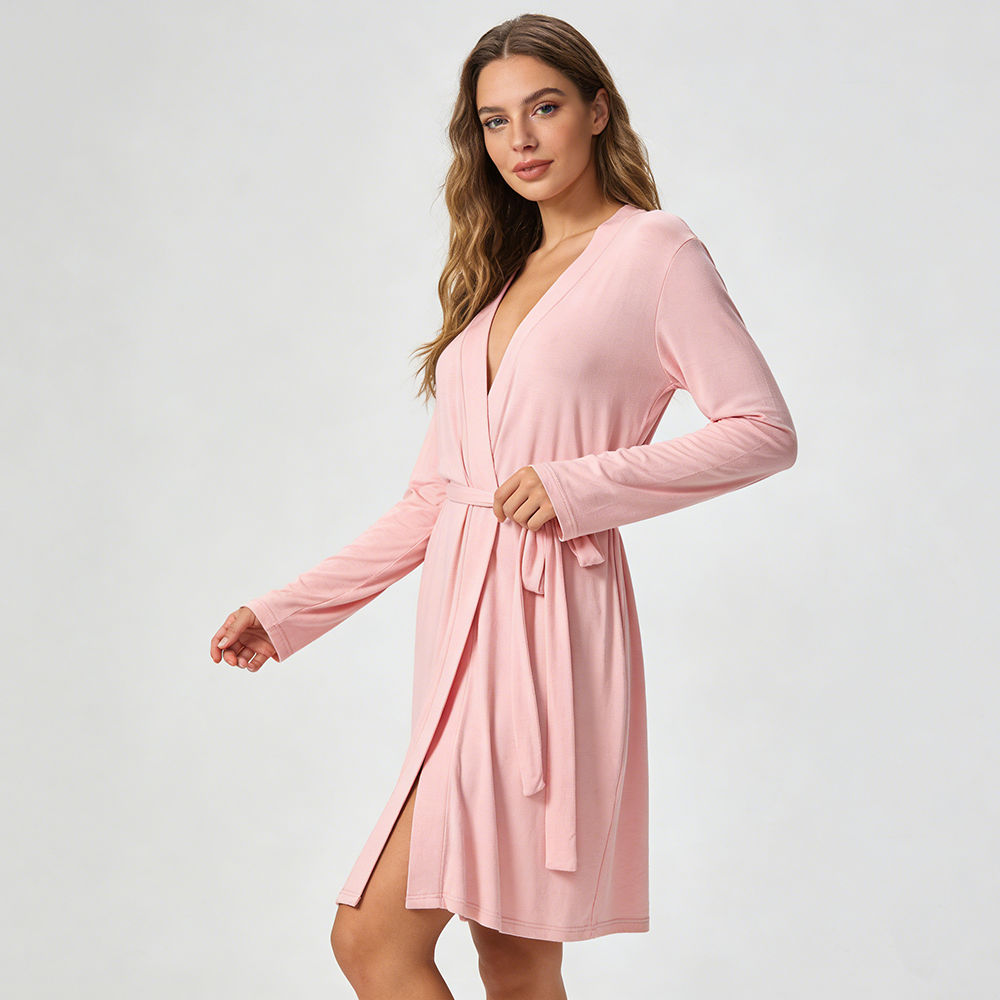 Beefey Women's Pajama New Design Long Sleeves Bamboo Pajamas Elastic Waist Soft Breathable Custom Solid Women Robes
