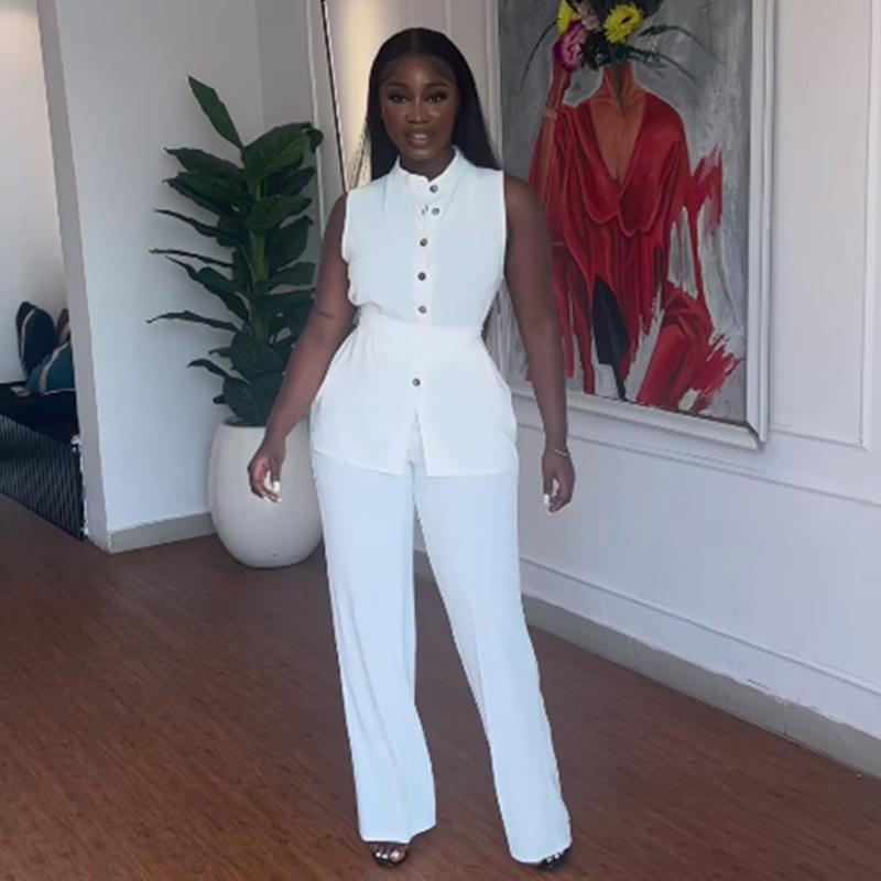 Wholesale Summer Lounge Wear Women Clothing Two Piece Set Blouse Wide Leg Pants Set Women's Blouse and Pants Set