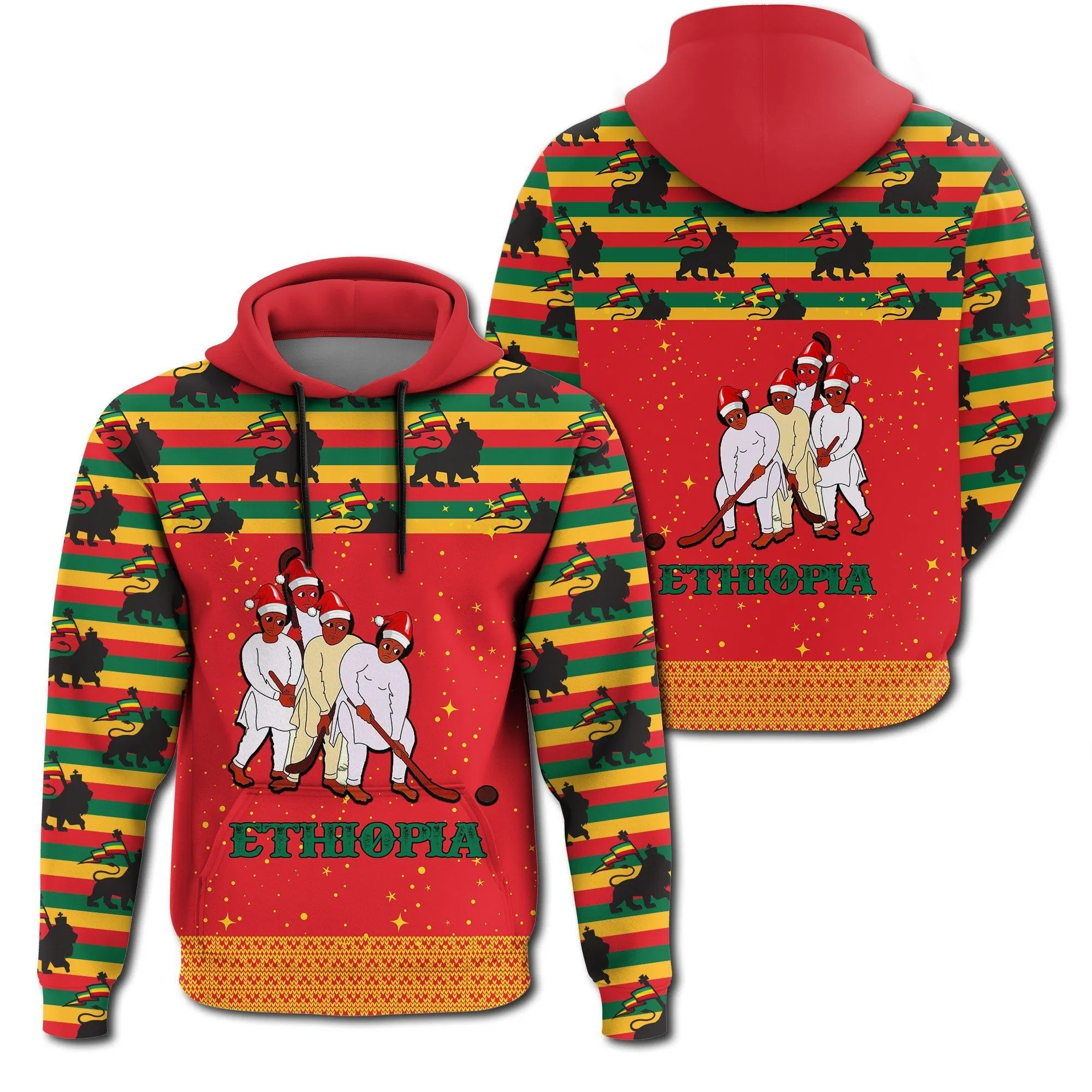 Wholesale Pullover Fleece Hoodies Ethiopian Flag Leisure Apparel Printing Embroidery Hoodie Sweatshirts Streetwear Oversized
