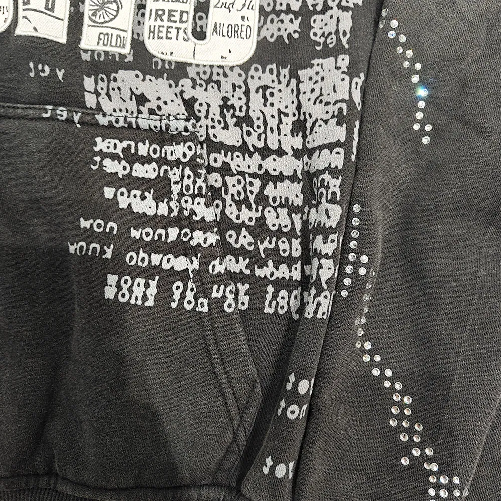 Custom Streetwear Hoodie Manufacturers Black Rhinestone Embroidery Zip up Vintage Acid Wash Heayweight Hoodies Unisex Clothing Apparel