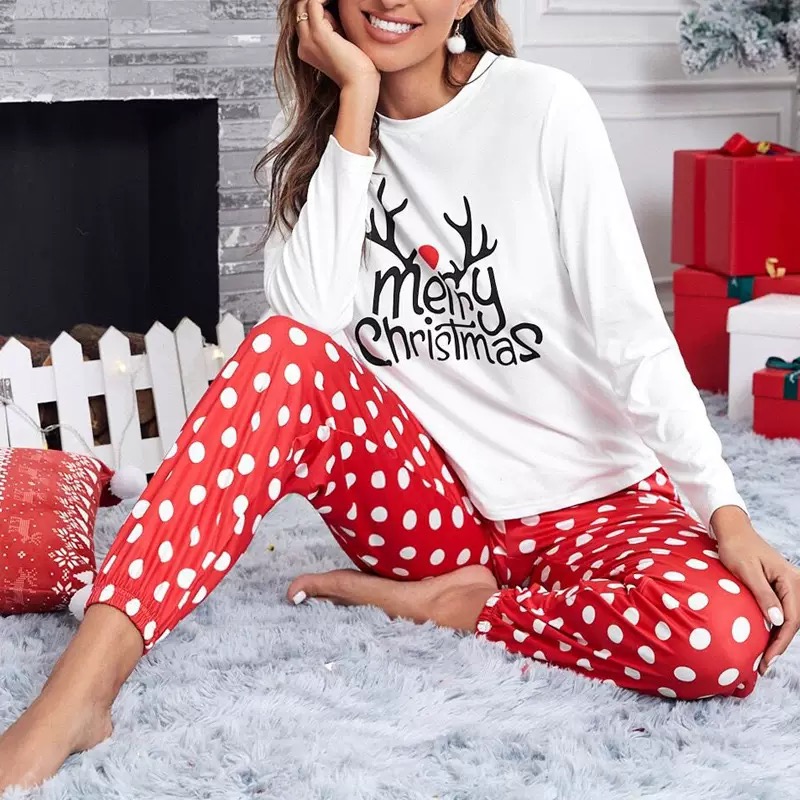 Wholesale Ladies Xmas Loungewear-Long Sleeve Holiday PJs for Women