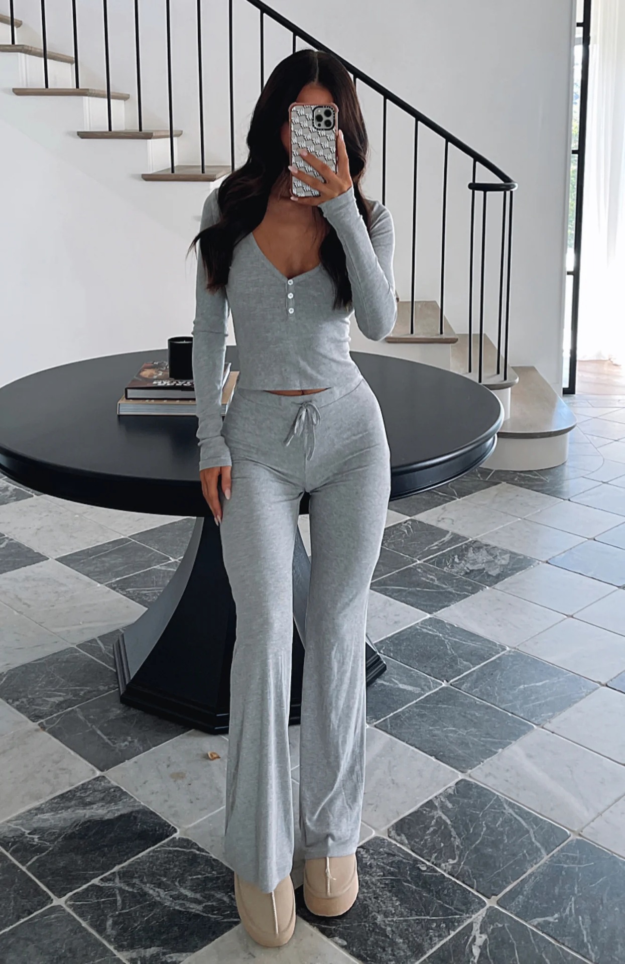 Women's Custom Soft Lounge Pajamas Set Solid Pattern Spring/Summer/Autumn Casual Sleepwear Two-Piece Clothing