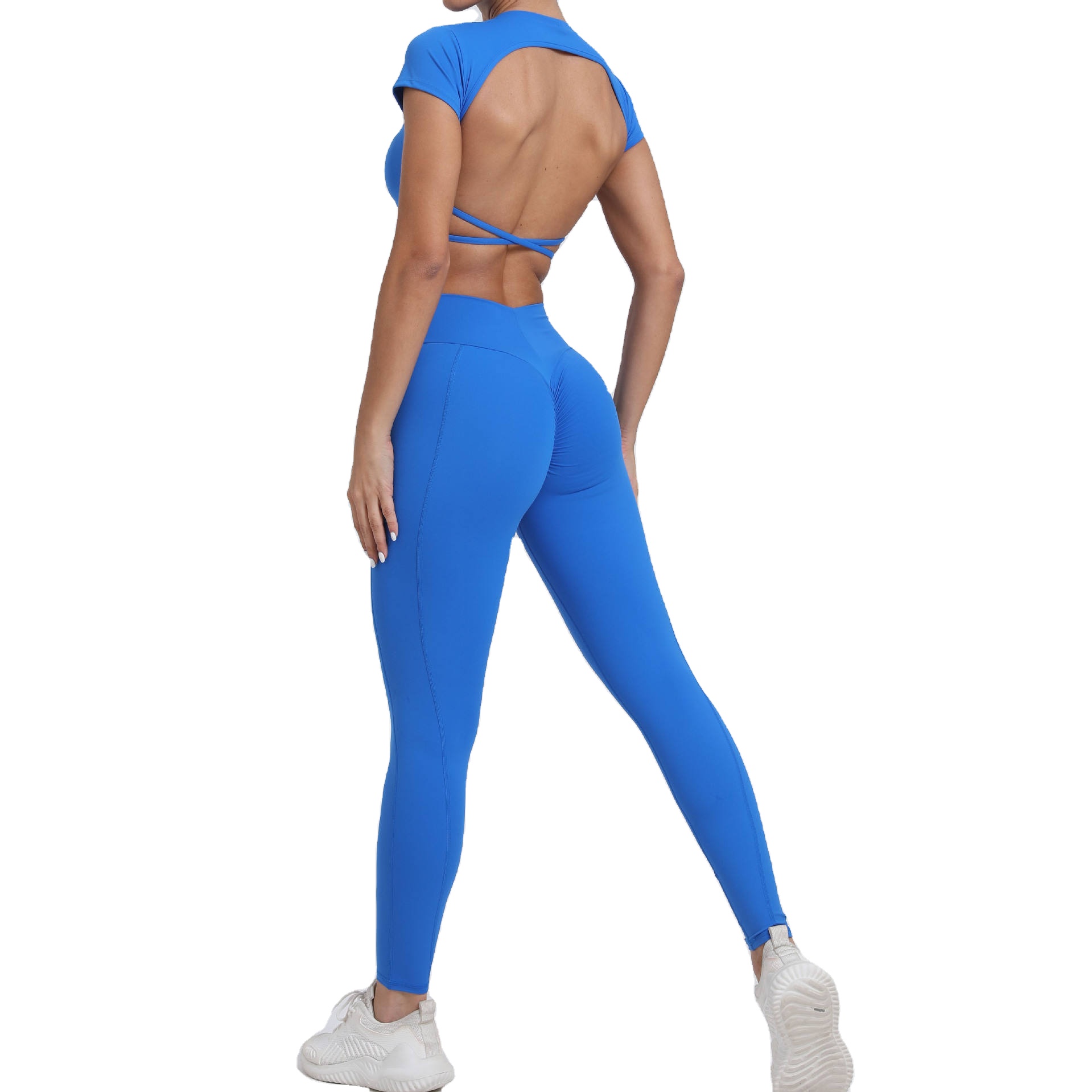 2024 New Women's Outdoor Compression Elastic Quick Dry Yoga Pants and Tops Set Breathable Solid Pattern Shorts Hot Selling