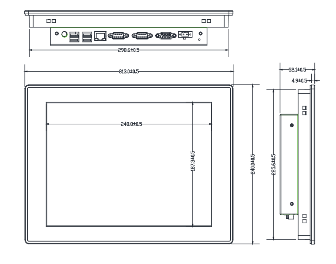 Embedded computers panel pc drawing 2