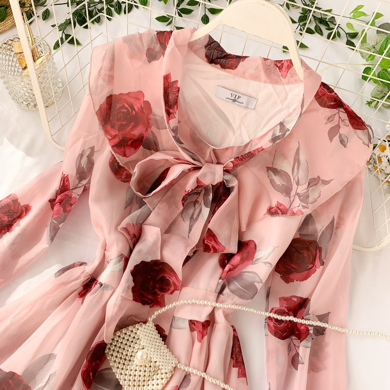 Spring 2021 Fashion Women's Sweet Lace with Flounce Collar and Flared Sleeves of Apparel