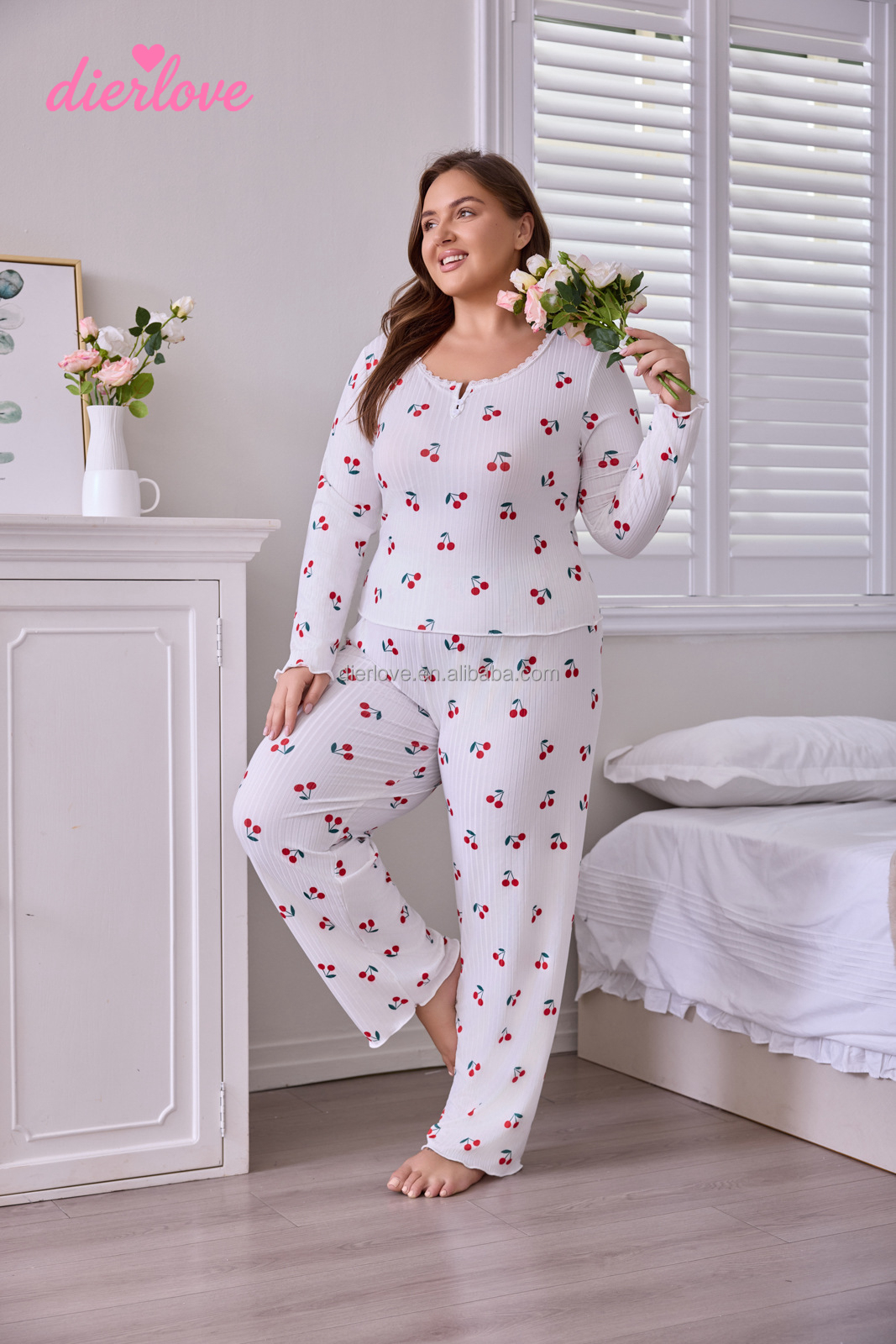 Cherry Print Pajamas Detail View 3