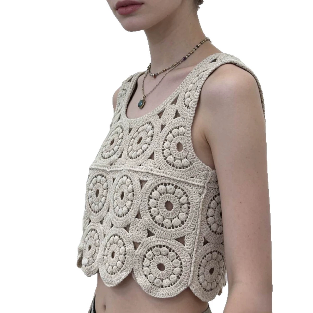 French-style Summer Woolen Short Open-knit Sweater Top 2026 Single-layer Or Layered With 3D Embroidery And Sweet Style