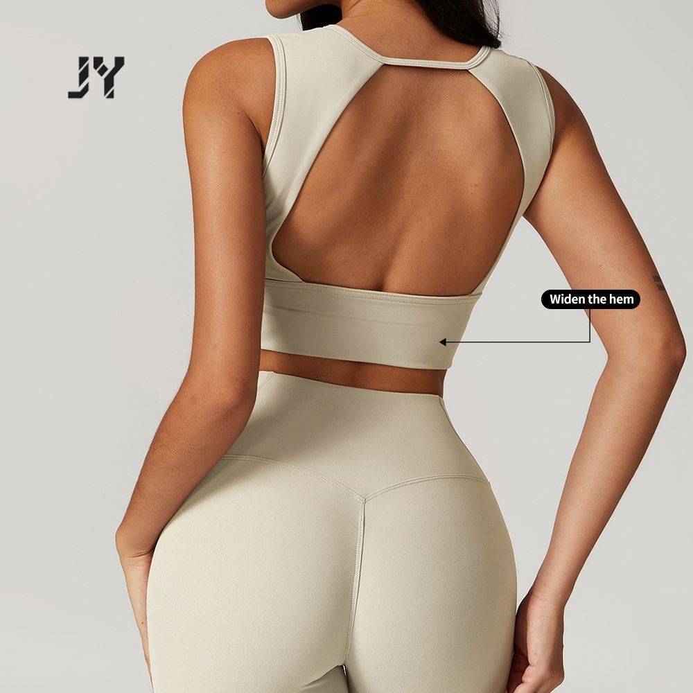 JY Seamless Yoga Set Women Scrunch Butt Lifting Leggings Cut Out Sports Bra Tummy Control Gym Workout Fitness Clothing Wear