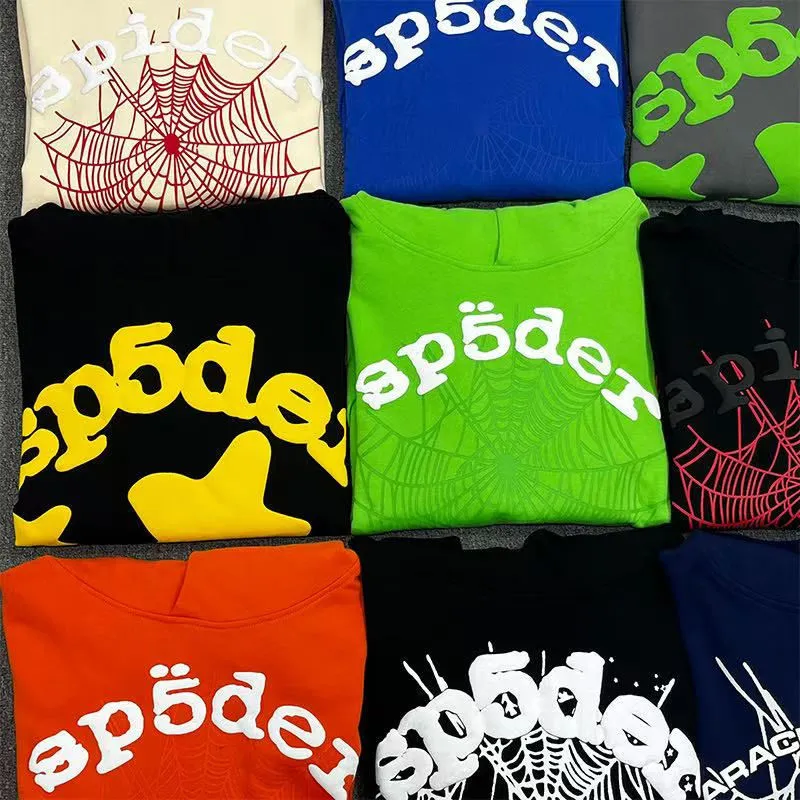 Wholesale 1688 Brand Spider Hoodie 555 Custom 3D Logo Puff Print Vvs Cotton Heavyweight Streetwear Hoodies Apparel for Distributors