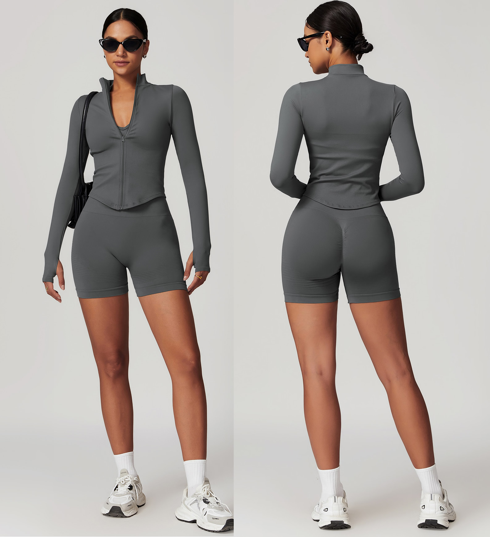 Women's Long Sleeve Zipper Yoga Jacket Collar Quick-Drying Sustainable Outdoor Fitness Sports Tops Women's Tight Clothing