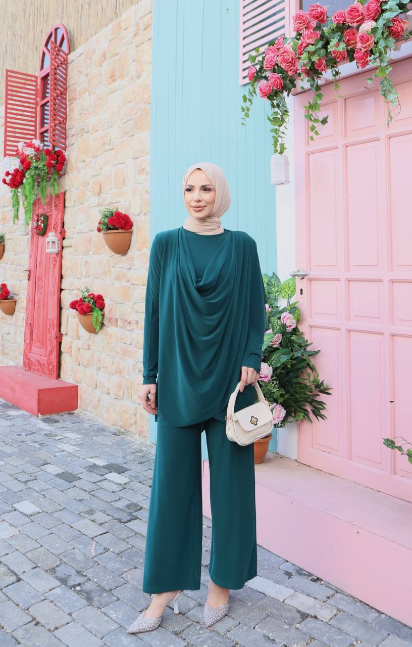 Modest Women Two Piece Set | Long Sleeve Top and Pants Outfit | Elegant Modest Fashion