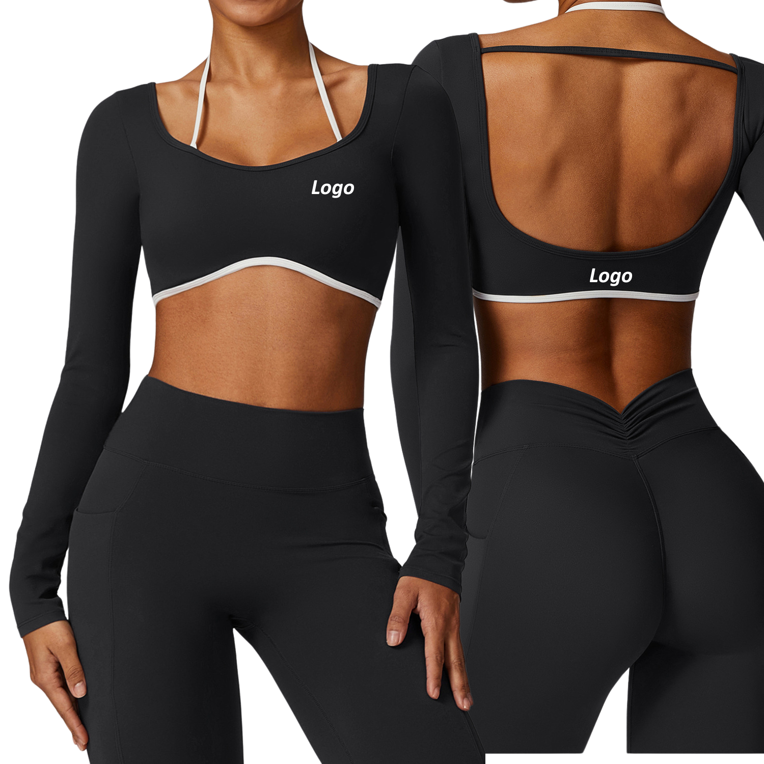 Custom Logo Women's Gym Crop Top Sexy Open Back Yoga Sports Outfit Lightweight Breathable Workout Clothing