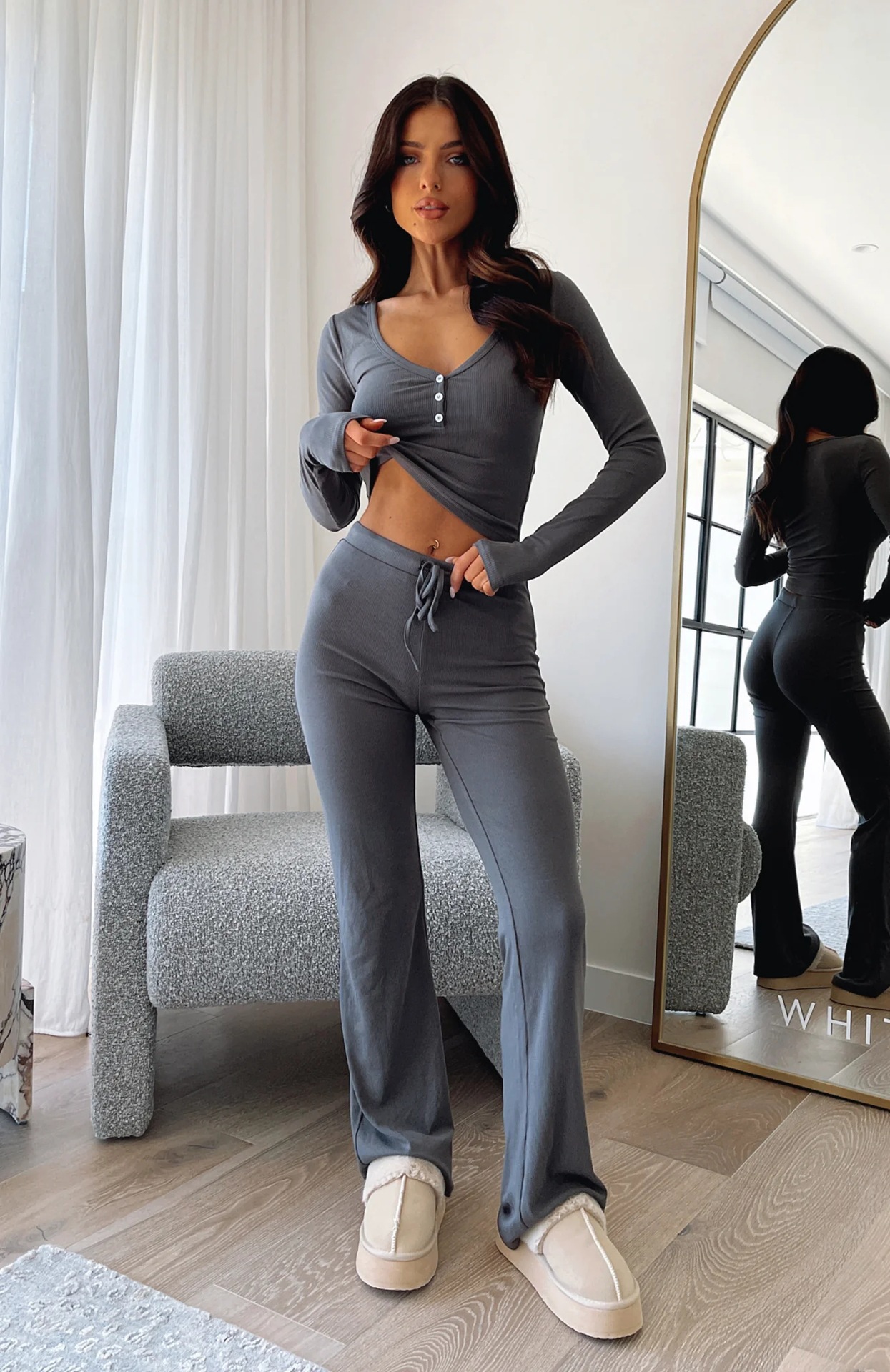 Women's Custom Soft Lounge Pajamas Set Solid Pattern Spring/Summer/Autumn Casual Sleepwear Two-Piece Clothing