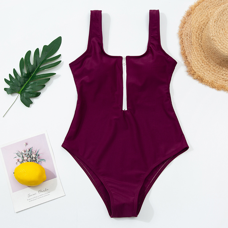 Sexy White Cover up Beach Wear Zip up Modest Fitness Swimwear