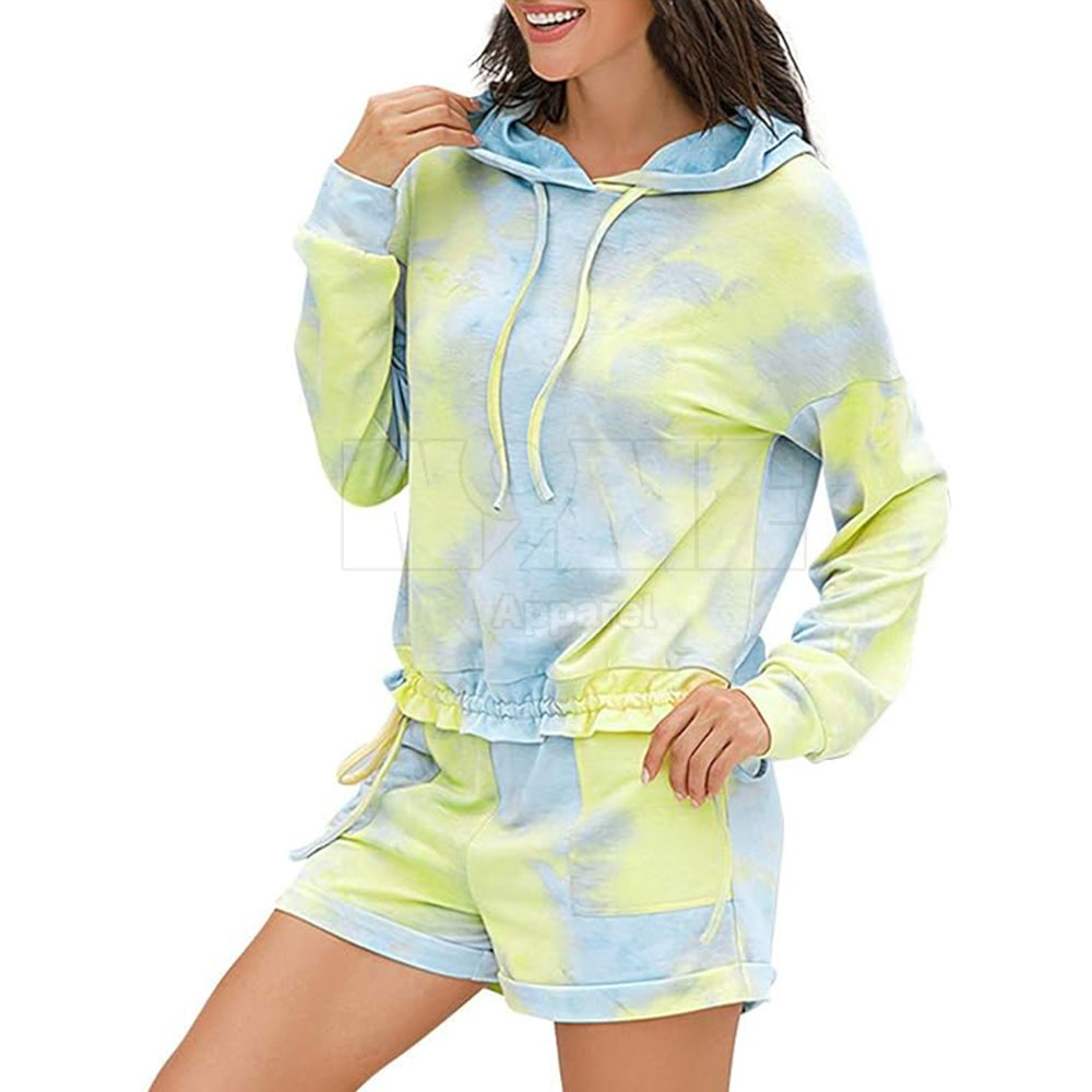Best Quality Women's Casual Solid Hoodie Short Sets 100% Cotton Breathable Apparel for Everyday Wear