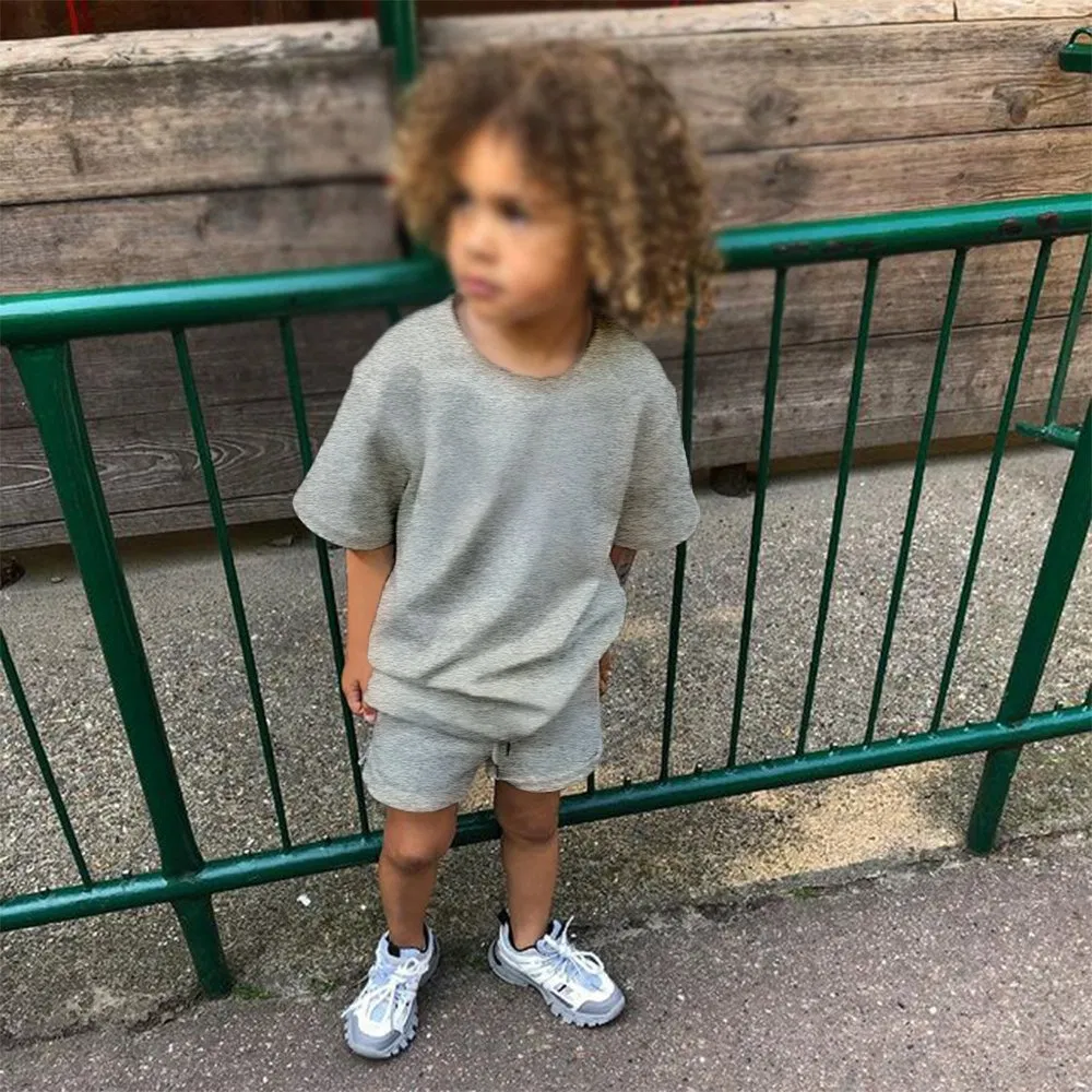 Hot Sale Kids Wear Toddler Unisex Summer Kids Wear Fashion Cotton Casual Crewneck Short Sleeve T Shirt Shorts Boys Tracksuits Children's Apparel