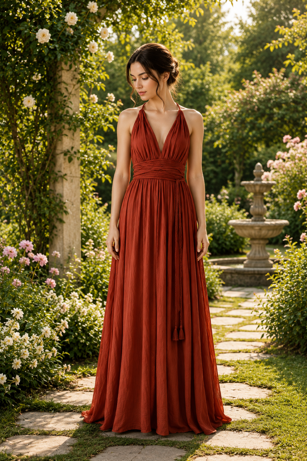 Wholesale Boho Beach Maxi Dress Cotton Crinkled Halter Neck Backless Dress For Women Summer Resort Wear Custom Apparel