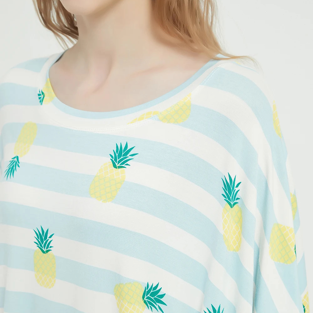 Custom Design Summer Cooling Ecofriendly Plant Viscose Breathable Oversized Plus Sized Sleeping Nightgowns Long Women Sleep Tee