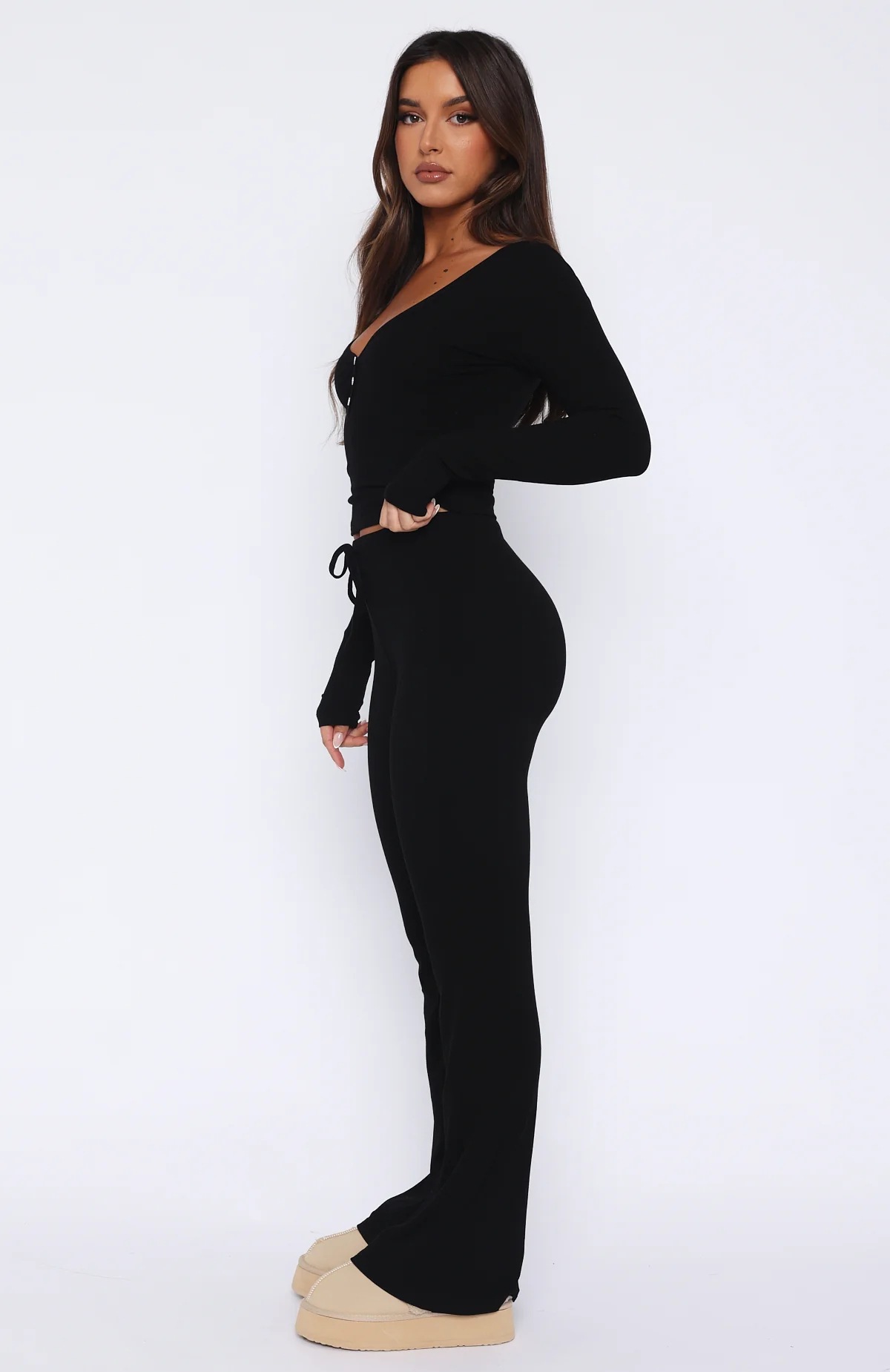 Women's Custom Soft Lounge Pajamas Set Solid Pattern Spring/Summer/Autumn Casual Sleepwear Two-Piece Clothing