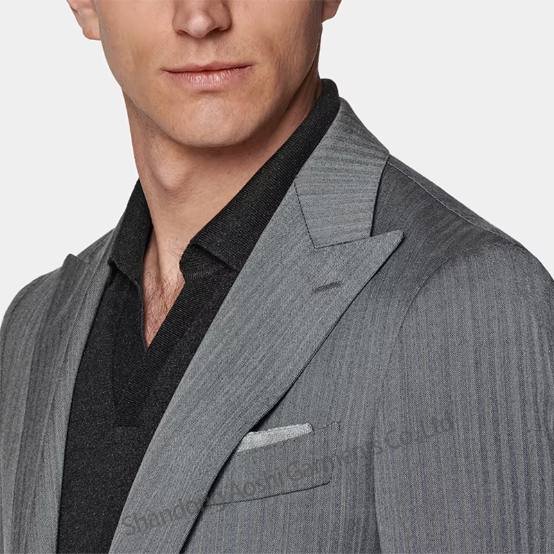 Tailored Men's Hip Lapel Collar Striped Fabric Suit Half Lining Business Casual Apparel